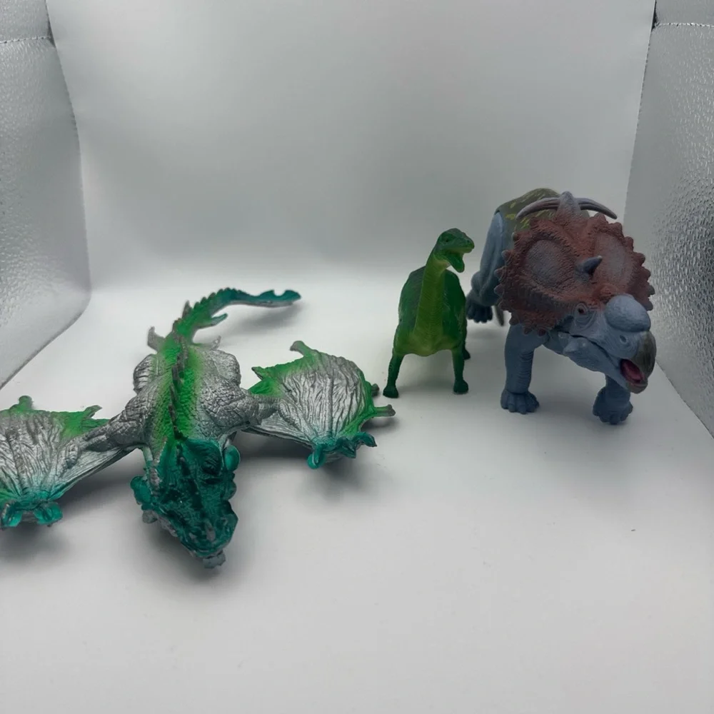 Reptile and Dinosaur Toy Set - Green, Gray, Blue